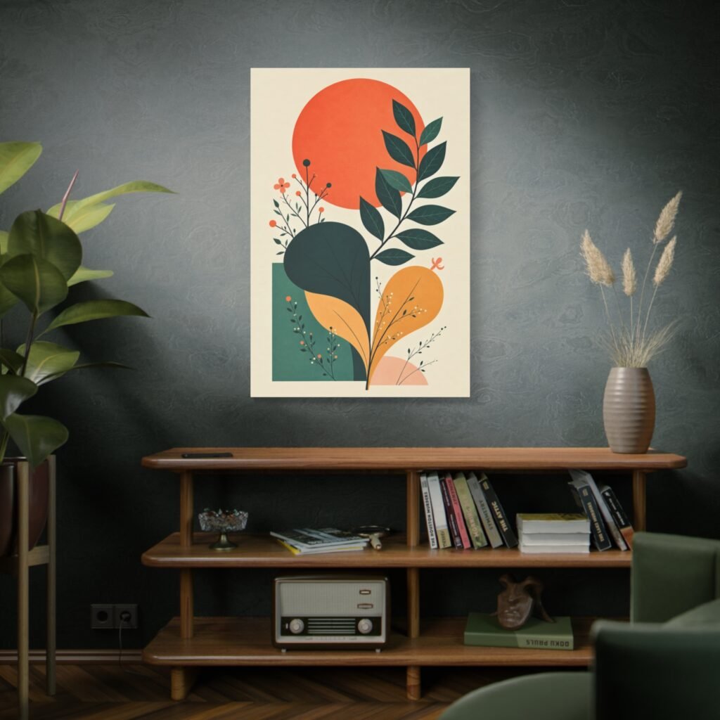 Abstract Botanical Canvas Print — Modern Mid Century Wall Art