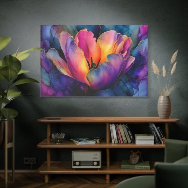 Vibrant Glowing Flower wallArt - Stretched Matte Floral Canvas Print - Image 5