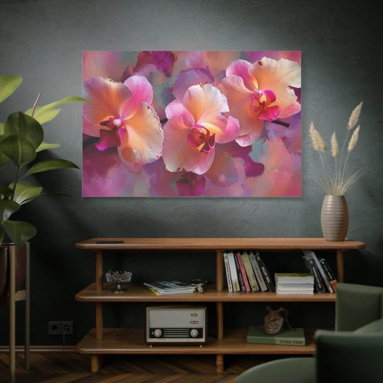 Orchid Bloom Matte Canvas Wall Art — Pink Peach Floral Stretched Canvas - Image 5
