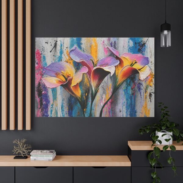 Colorful Calla Lily Canvas Wall Art — Vibrant Floral Matte Stretched Canvas - Image 4