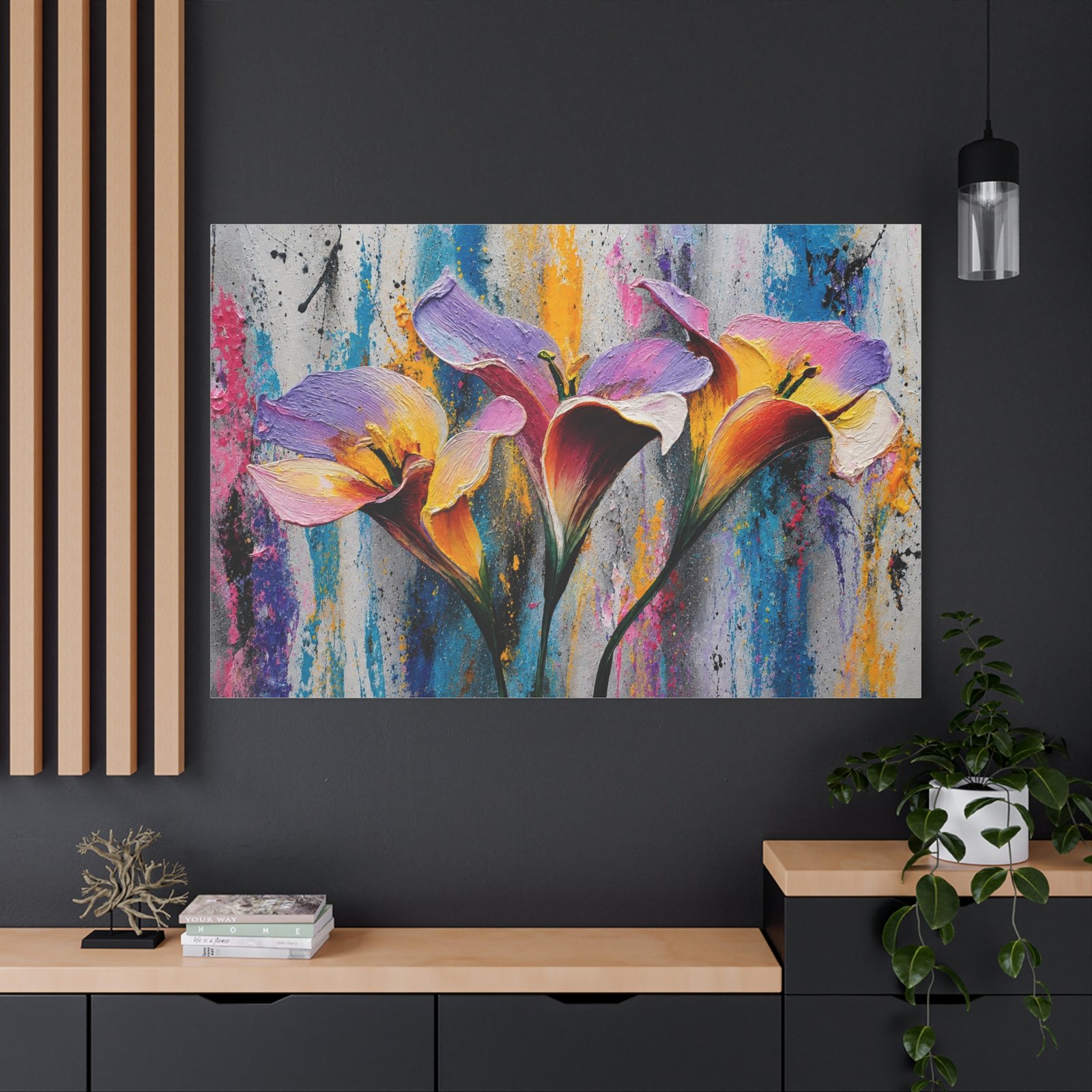 Colorful Calla Lily Canvas Wall Art — Vibrant Floral Matte Stretched Canvas - Image 4