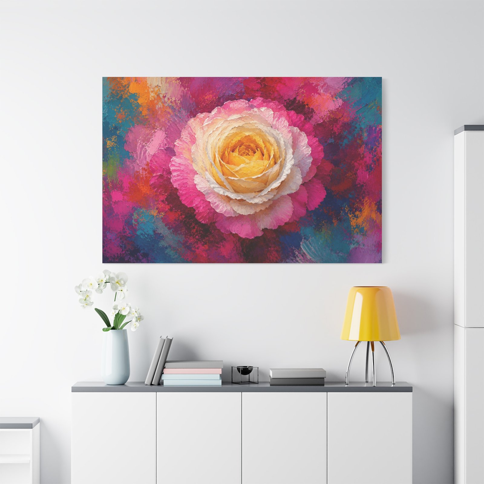 Vibrant Rose Floral Canvas Wall Art — Colorful Stretched Matte Print - Image 1