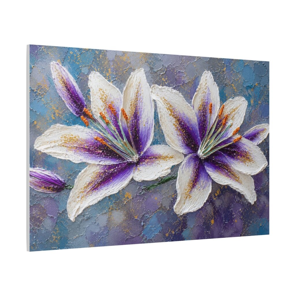 Purple Lily Floral Canvas Wall Art – Stretched Matte Print