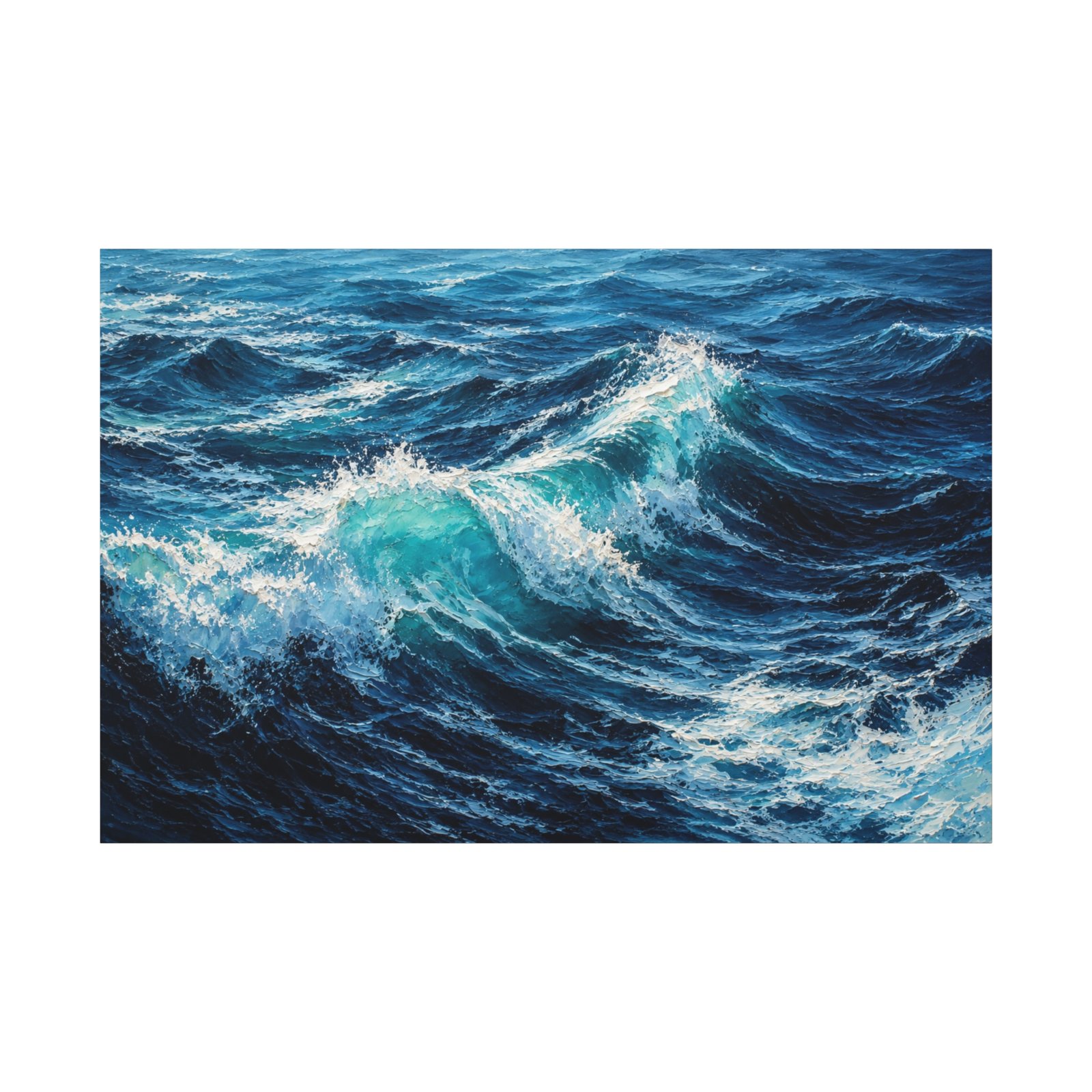 Ocean Waves Matte Canvas Print — Turquoise Seascape Wall Art, Stretched 1.25" - Image 1