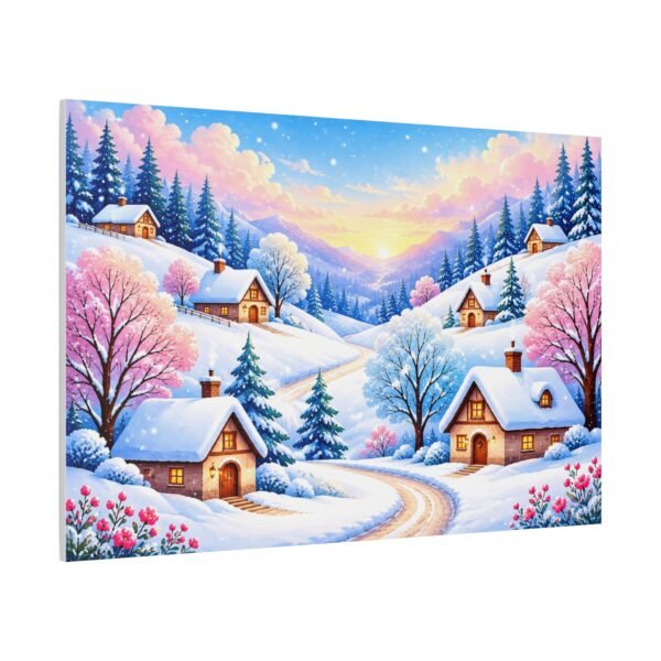 Winter Cottage Canvas Wall Art — Stretched Matte Landscape Print - Image 2