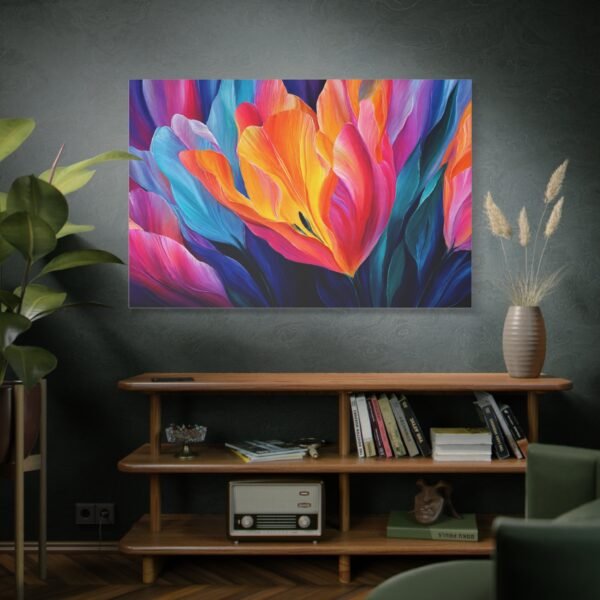 Vibrant Abstract Floral Matte Canvas Print — Colorful Petal Wall Art (Stretched) - Image 5