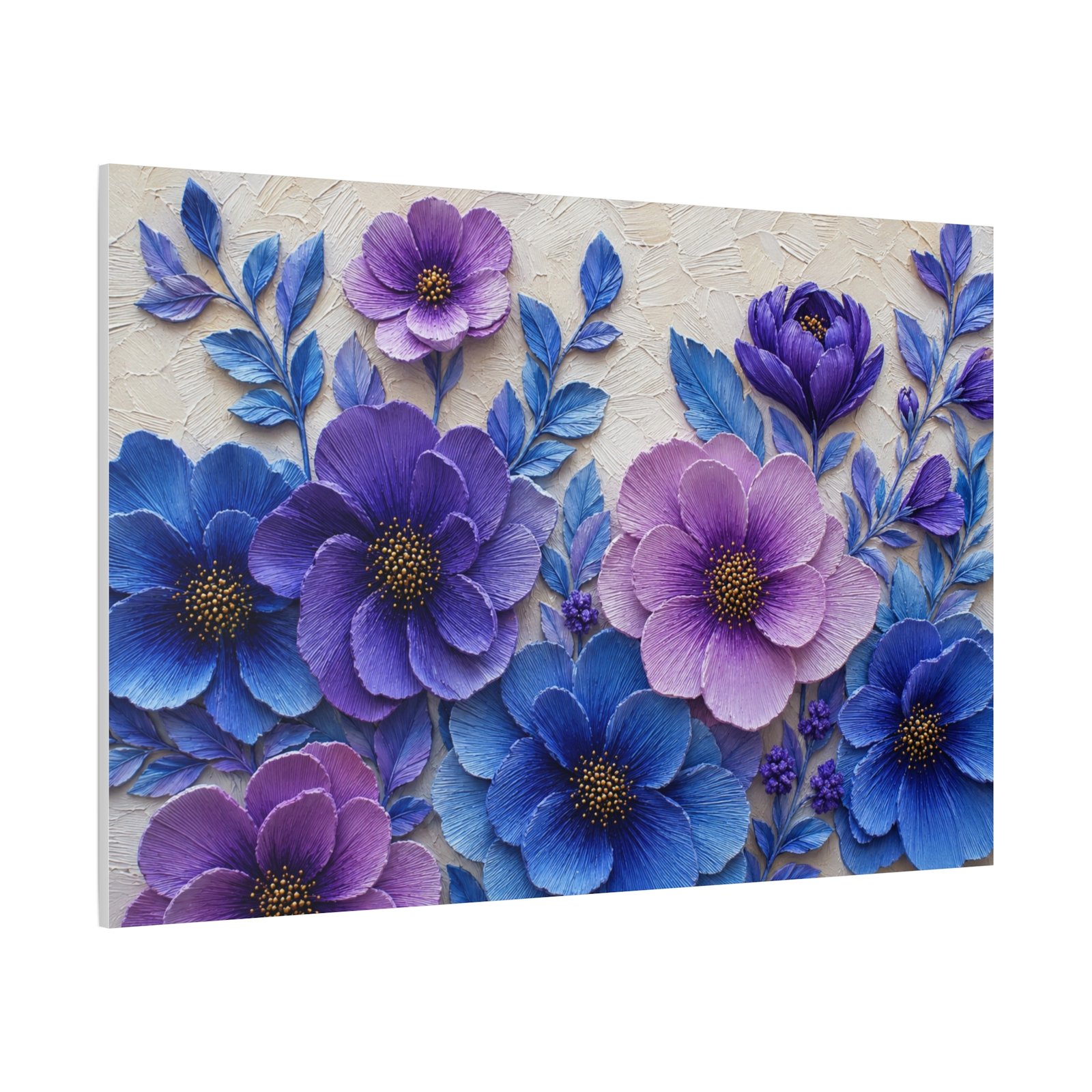 Purple Blue Floral Canvas Wall Art – Matte Stretched 1.25" - Image 3