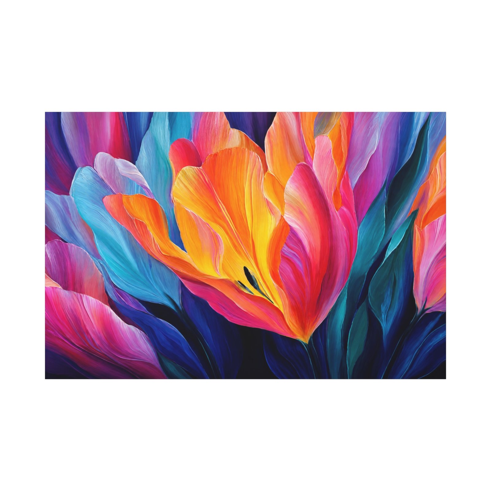 Vibrant Abstract Floral Matte Canvas Print — Colorful Petal Wall Art (Stretched) - Image 2