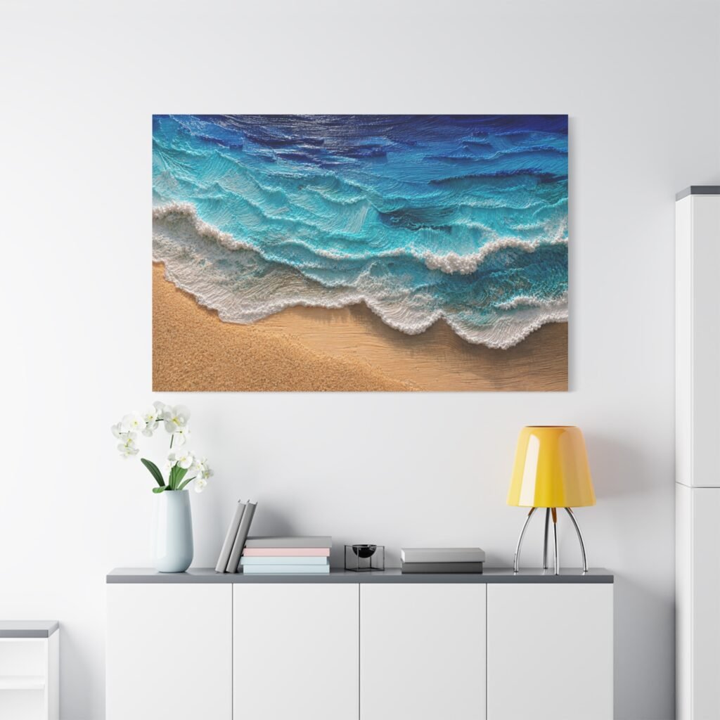 Ocean Waves Beach Matte Canvas Print — Stretched 1.25" Wall Art