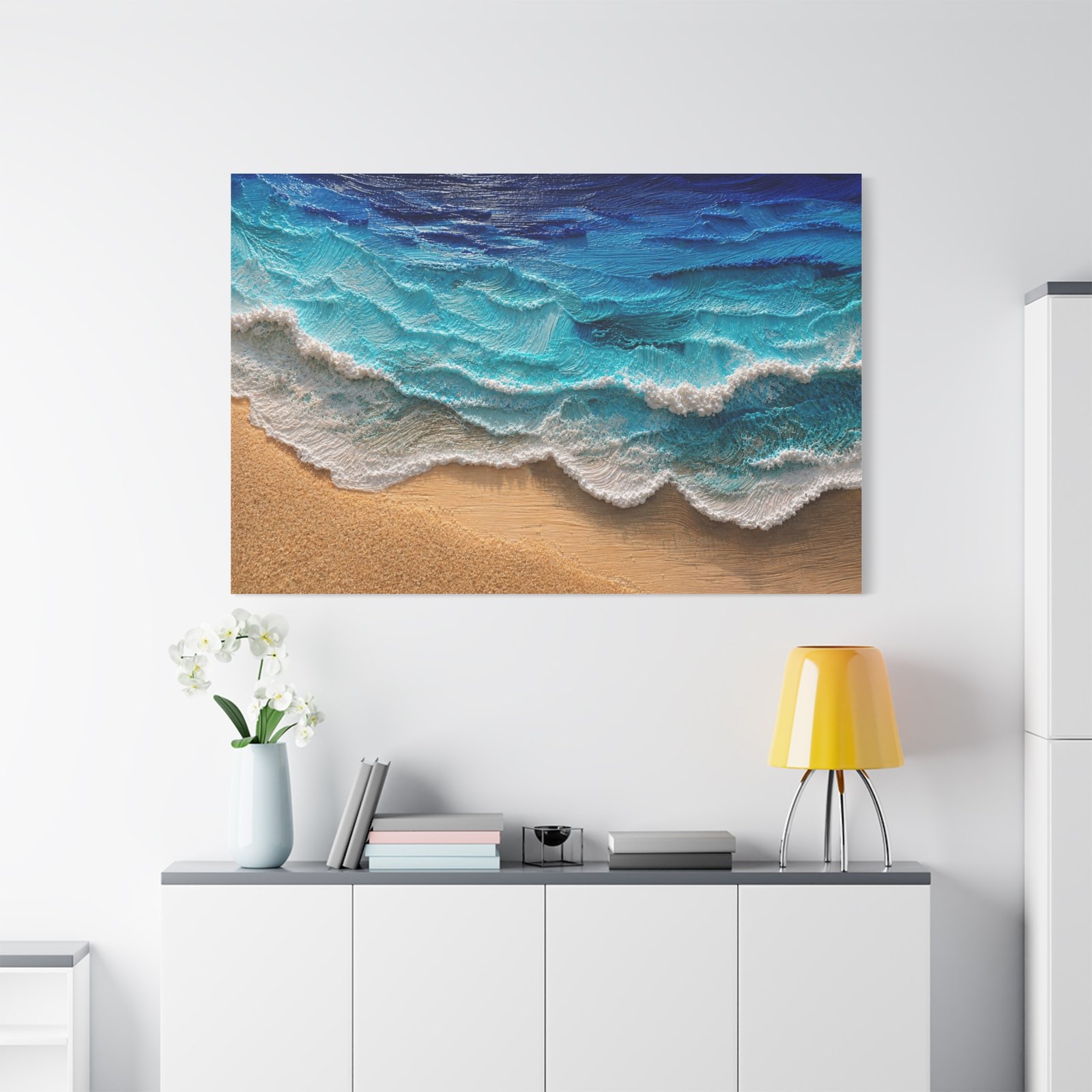 Ocean Waves Beach Matte Canvas Print — Stretched 1.25" Wall Art - Image 3