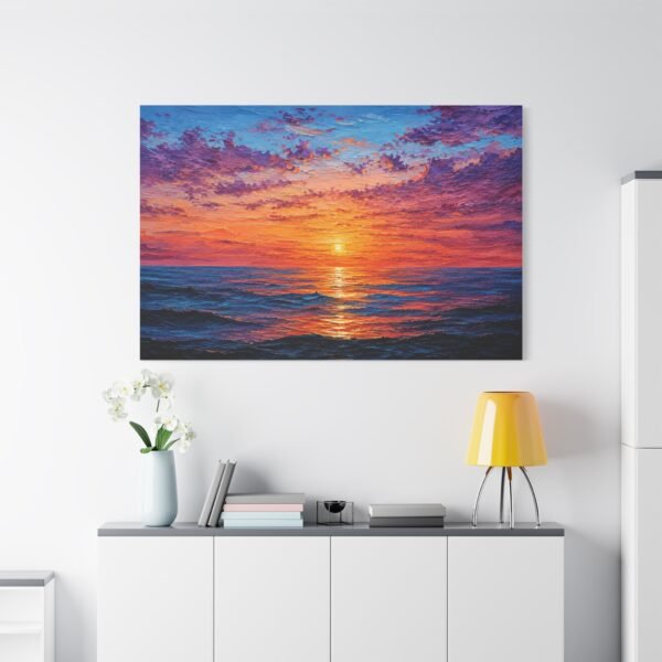 Sunset Ocean Matte Canvas Print — Stretched Wall Art - Image 3