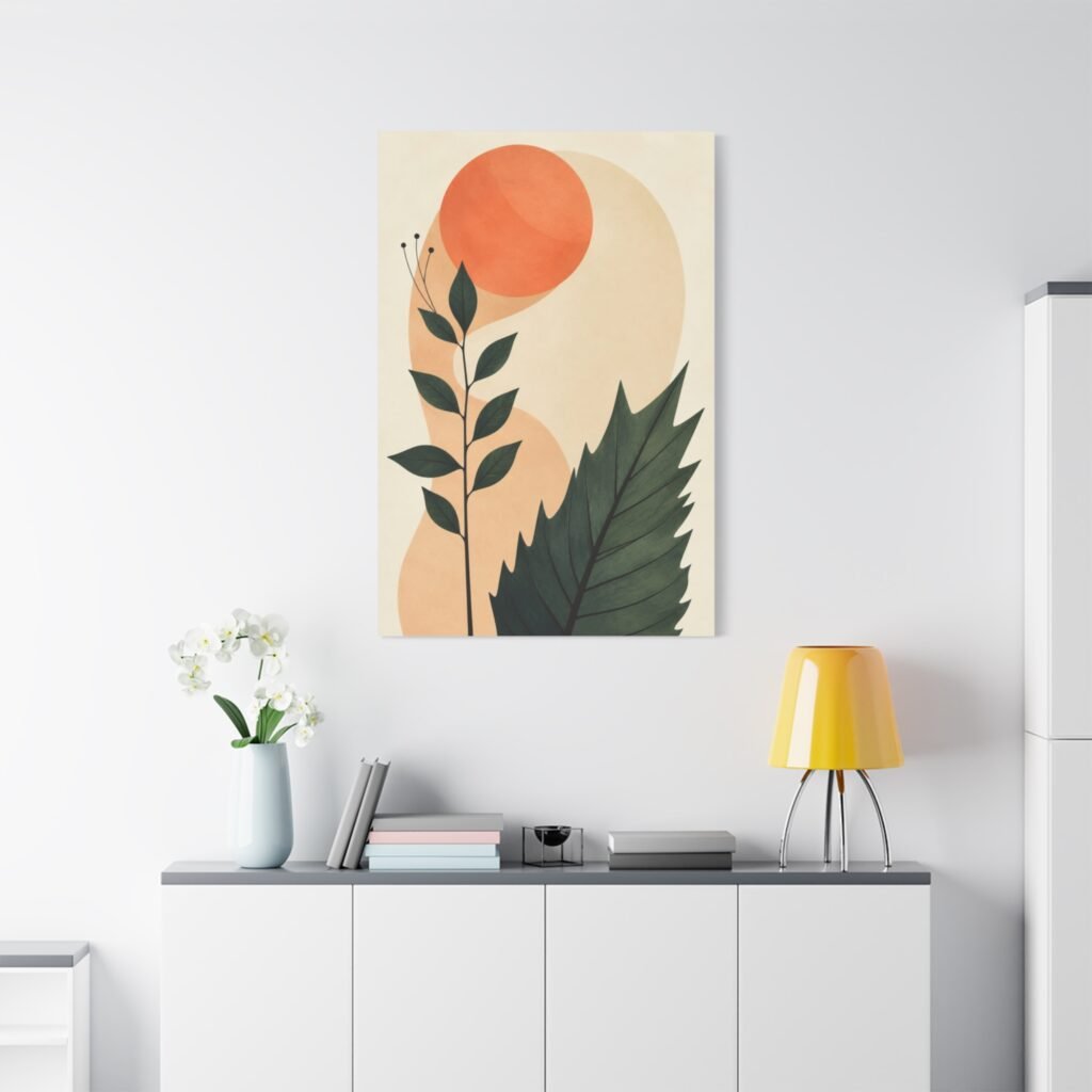 Botanical Abstract Canvas Print — Minimal Plant Art Wall Decor