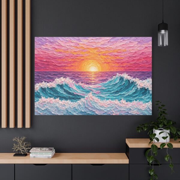Sunset Ocean Waves Matte Canvas Wall Art — Vibrant Seascape Sunset Painting - Image 4