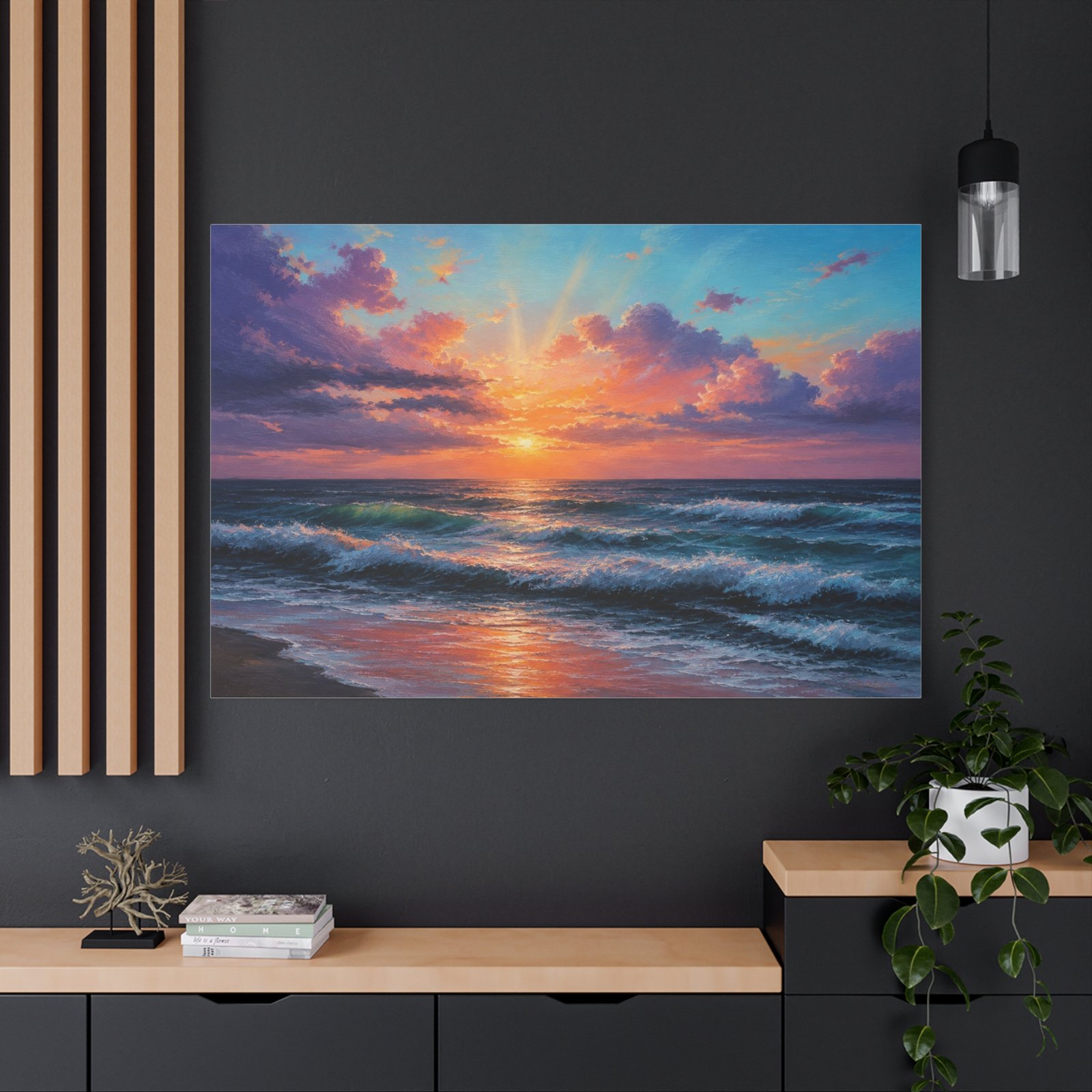 Seascape Sunset Matte Canvas Print — Stretched Beach Wall Art - Image 4