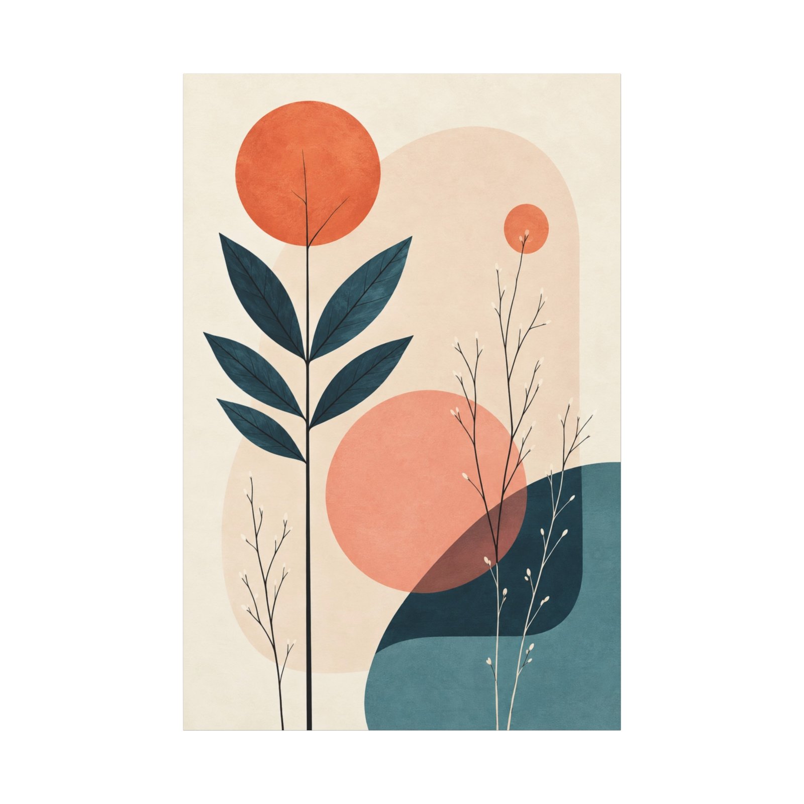 Abstract Botanical Canvas Wall Art — Modern Minimal Floral Print, Matte Stretched 1.25" - Image 2