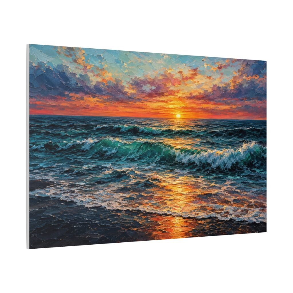 Sunset Ocean Canvas Print — Vibrant Seascape Matte Stretched Wall Art