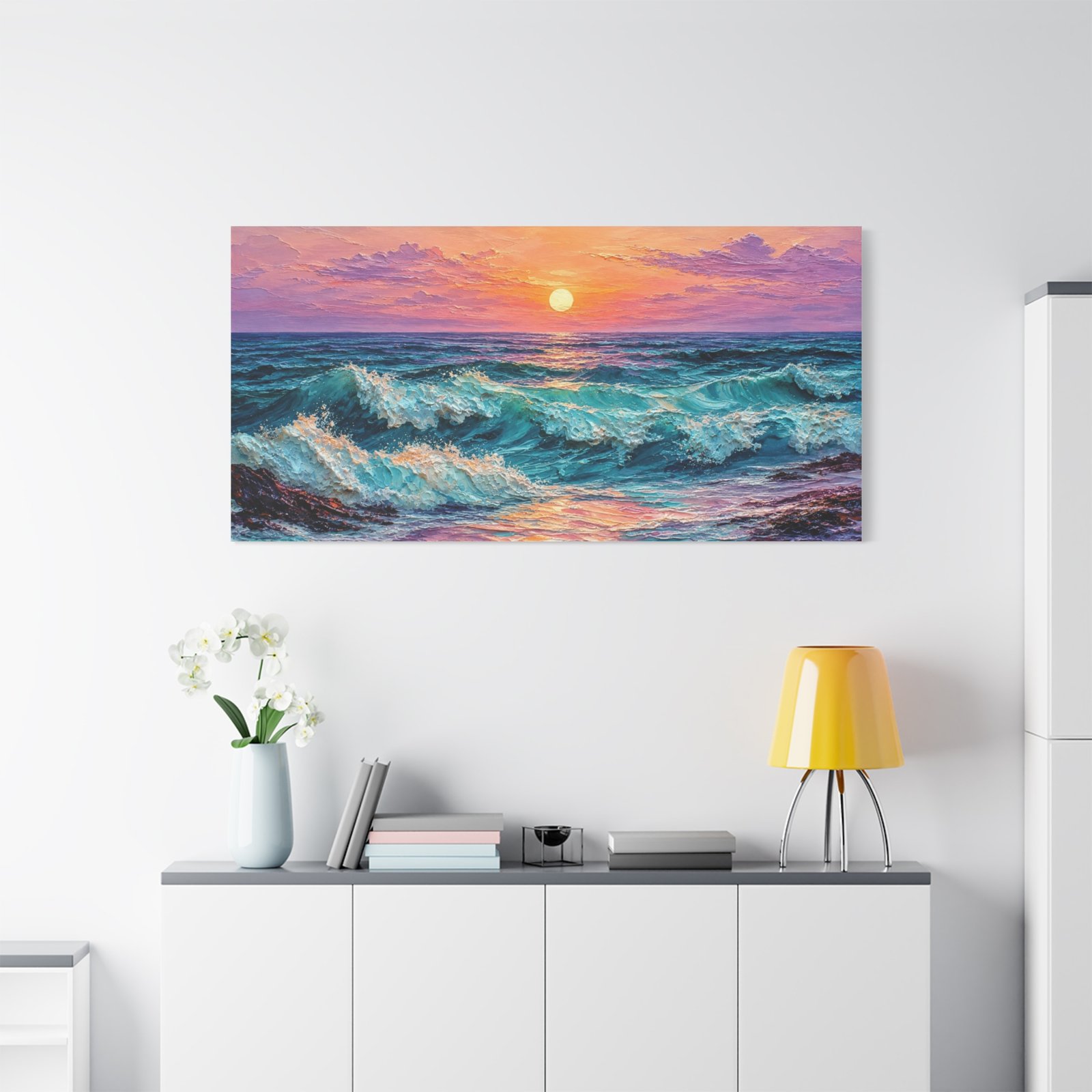 Sunset Ocean Waves Matte Canvas Print — Seaside Beach Wall Art - Image 51