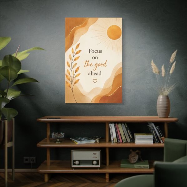 Inspirational Wall Art Canvas – "Focus on the Good Ahead" Sun & Leaf Print - Image 5