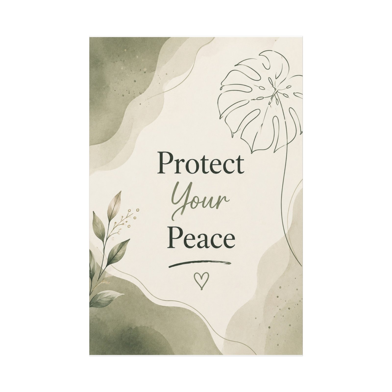 Protect Your Peace Matte Canvas Wall Art — Botanical Self-Care Quote - Image 2