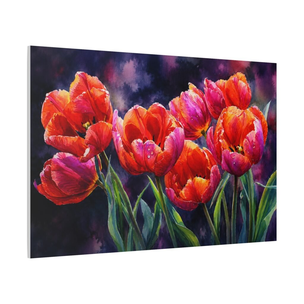 Red Tulip Floral Canvas Print — Vibrant Stretched Wall Art