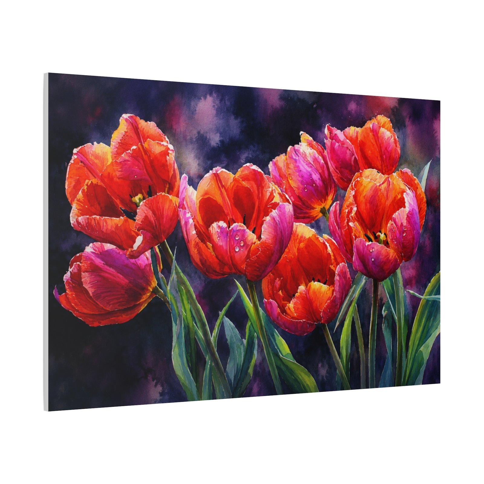 Red Tulip Floral Canvas Print — Vibrant Stretched Wall Art - Image 3