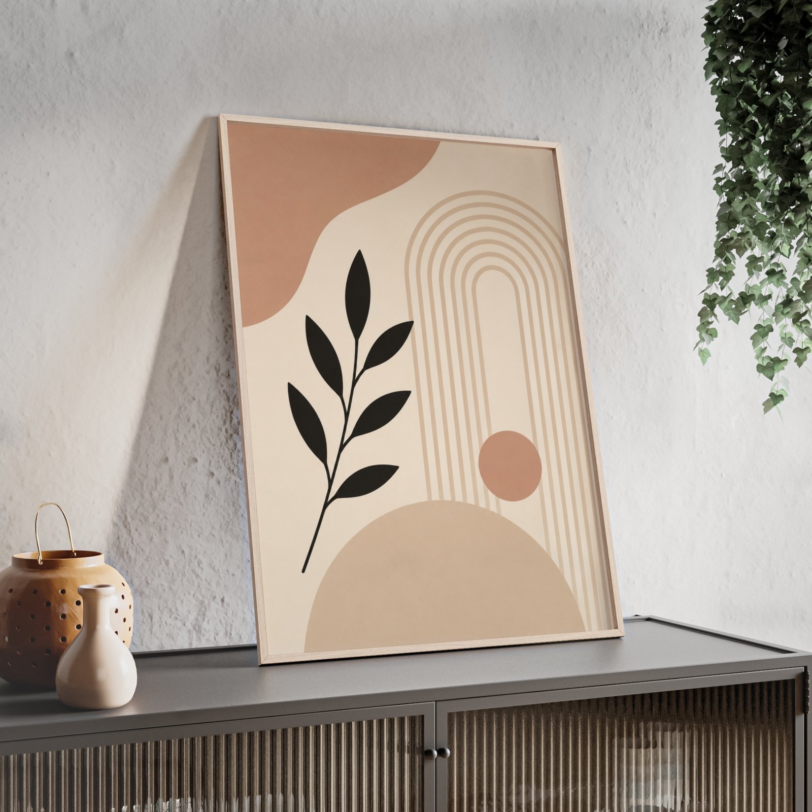 Minimalist Botanical Art Print — Framed Poster with Wooden Frame - Image 2