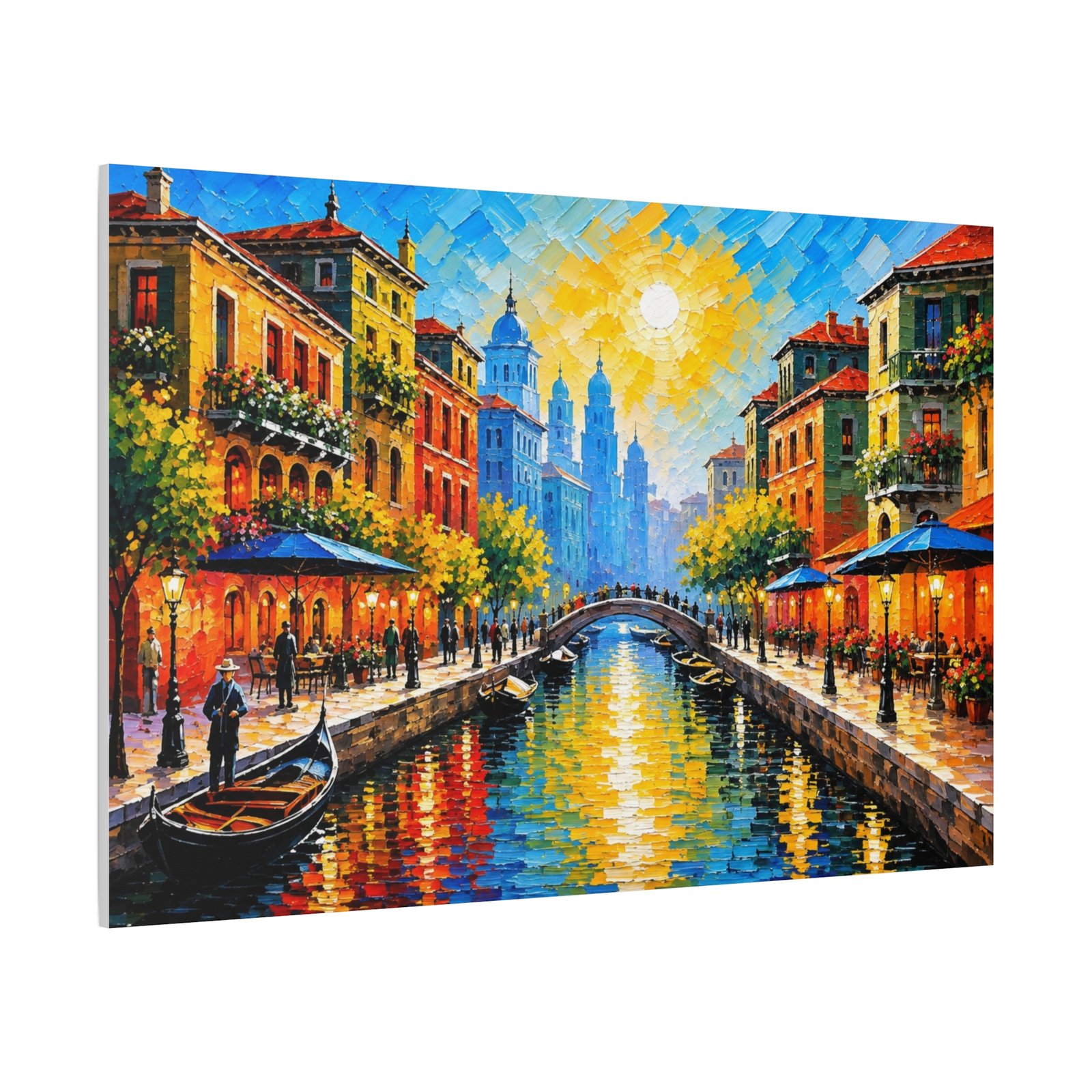 Sunlit Canal City Matte Canvas Wall Art — Stretched 1.25" - Image 2
