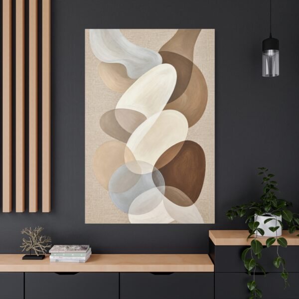 Neutral Abstract Canvas Wall Art – Earth Tone Organic Shapes, Stretched Matte Canvas - Image 4