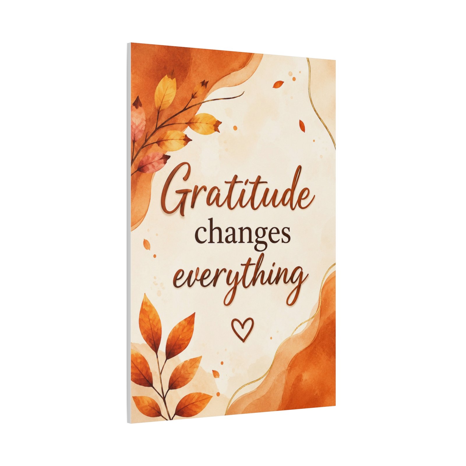 Gratitude Changes Everything Canvas Wall Art — Autumn Leaves Inspirational Quote - Image 3