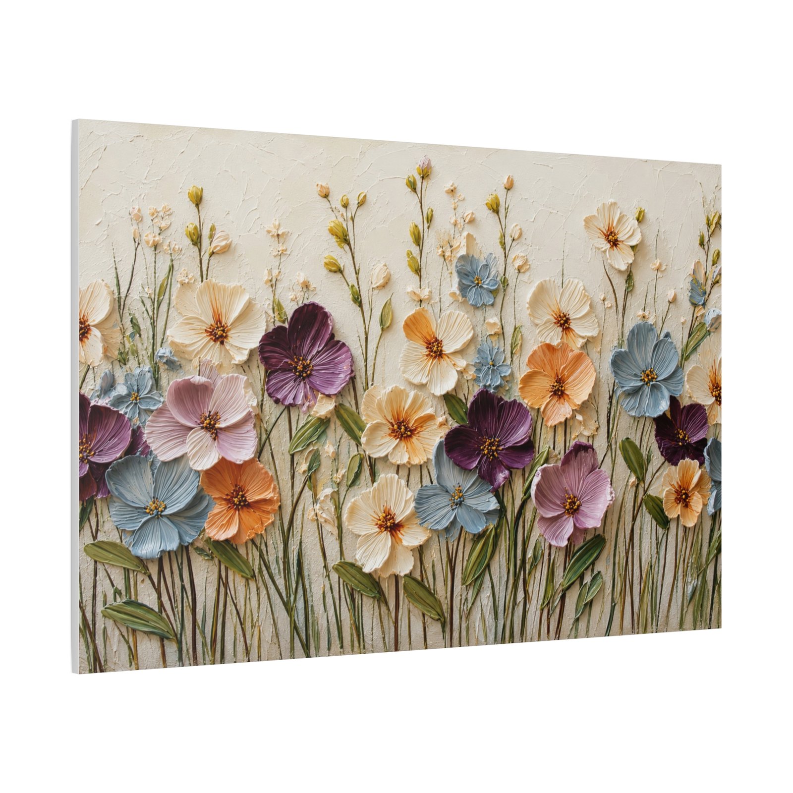 Pastel Wildflower Garden Canvas Print — Stretched Matte Floral Wall Art - Image 3