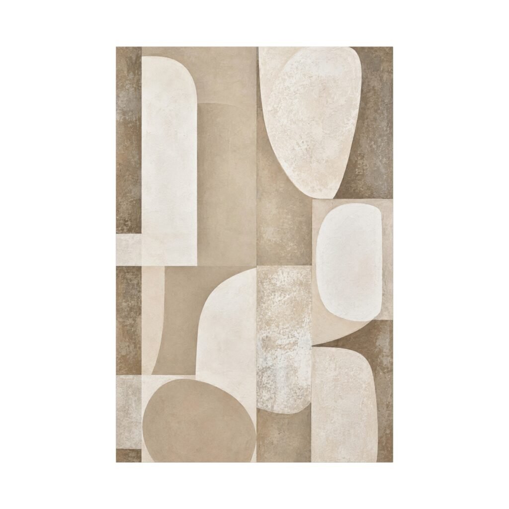 Neutral Abstract Geometric Canvas Print — Beige Modern Wall Art, Matte Stretched 1.25"