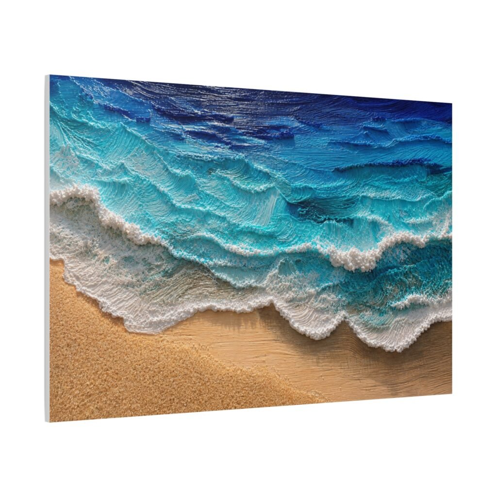 Ocean Waves Beach Matte Canvas Print — Stretched 1.25" Wall Art