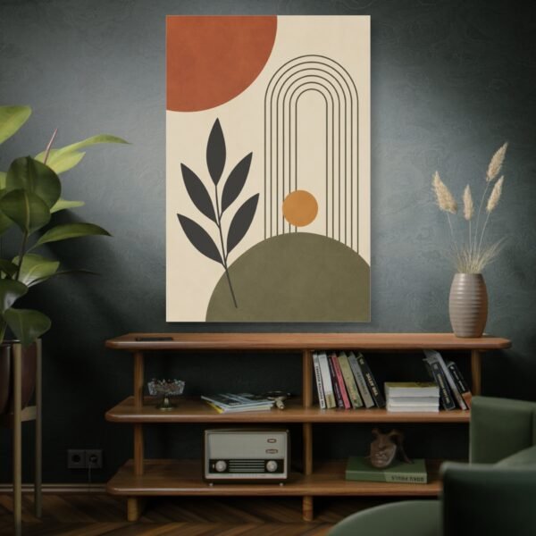 Abstract Earth Tone Canvas Wall Art - Modern Botanical Sunrise - Image 5