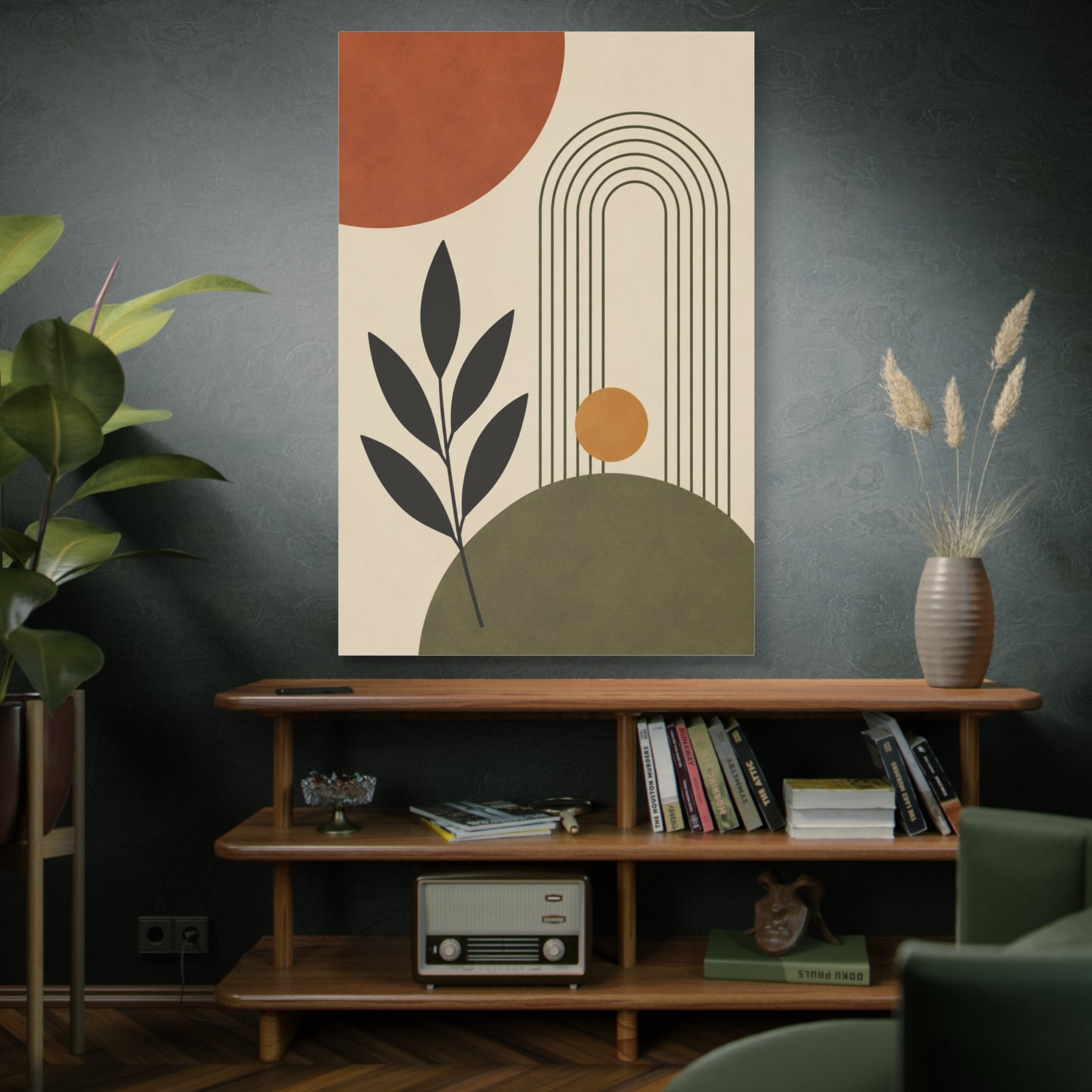 Abstract Earth Tone Canvas Wall Art - Modern Botanical Sunrise - Image 5