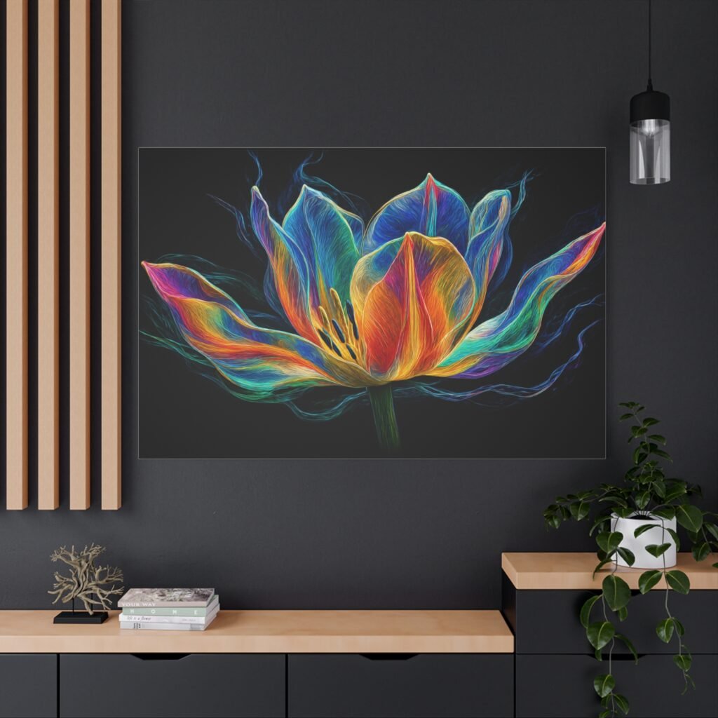 Rainbow Lotus Canvas Art — Vibrant Floral Wall Decor