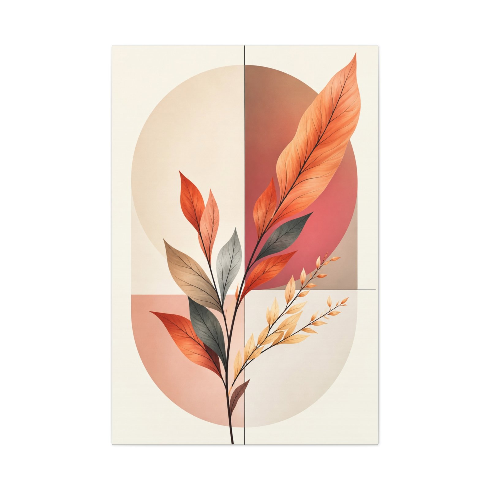 Botanical Abstract Canvas Art - Warm Earth Tones Stretched Print - Image 2