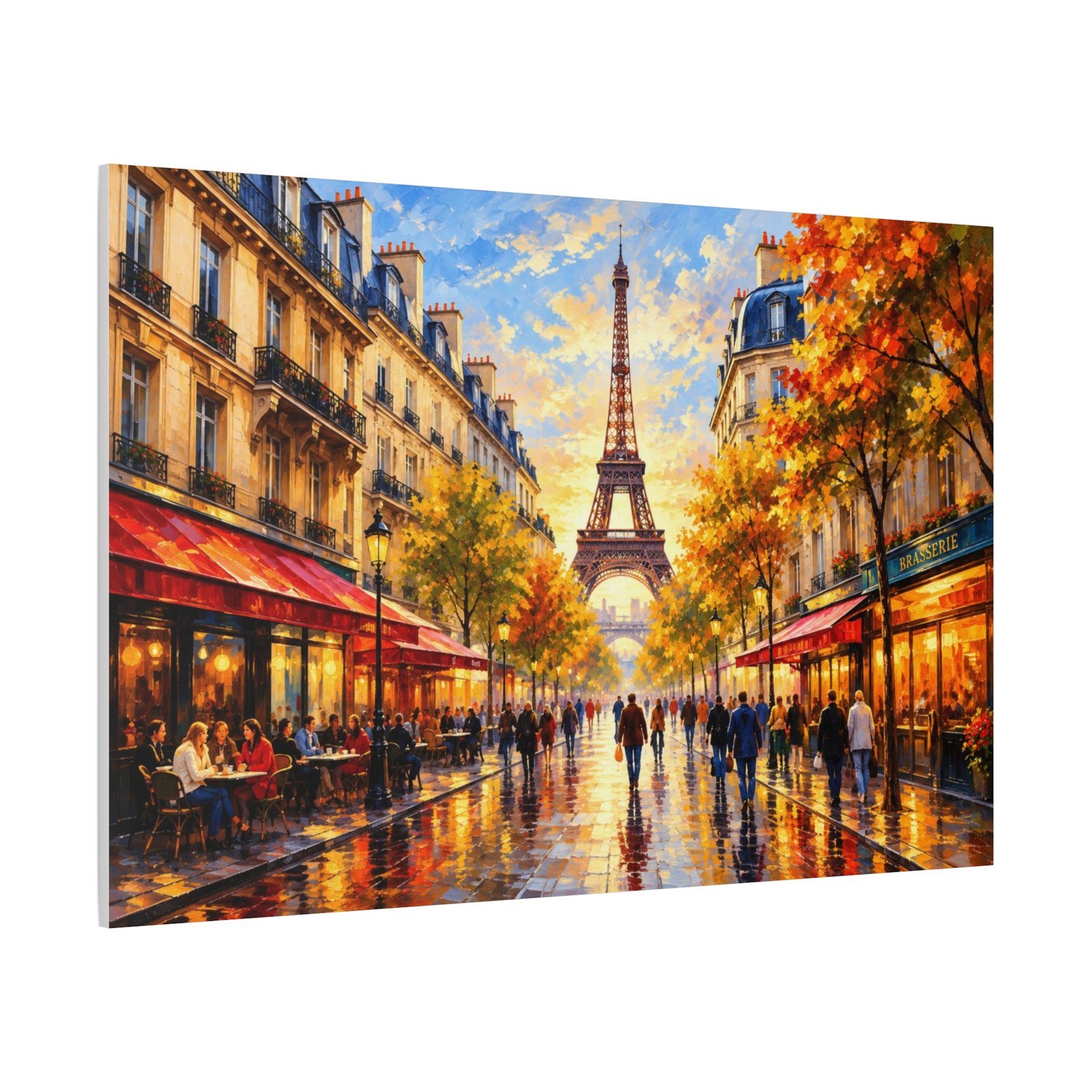 Eiffel Tower Paris Street Scene Matte Canvas Wall Art, Stretched - Image 2