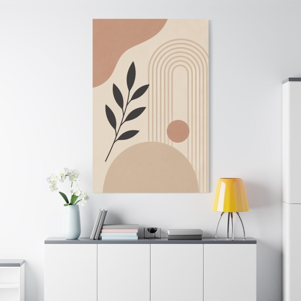 Abstract Botanical Canvas Wall Art — Neutral Boho Stretched Matte Print