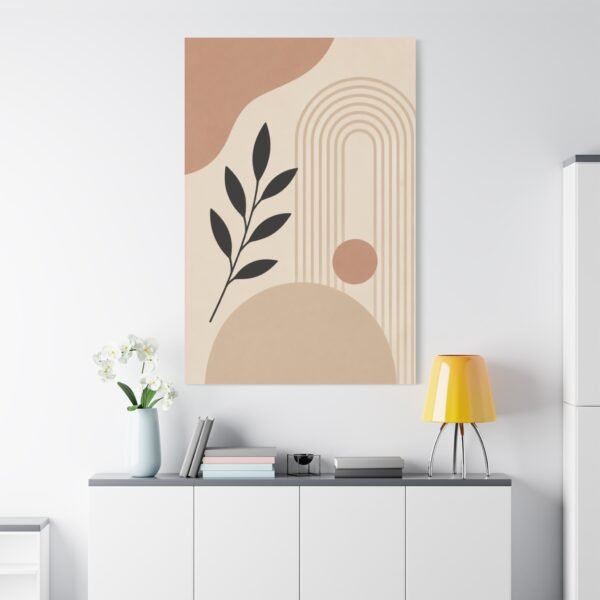 Abstract Botanical Canvas Wall Art — Neutral Boho Stretched Matte Print - Image 1