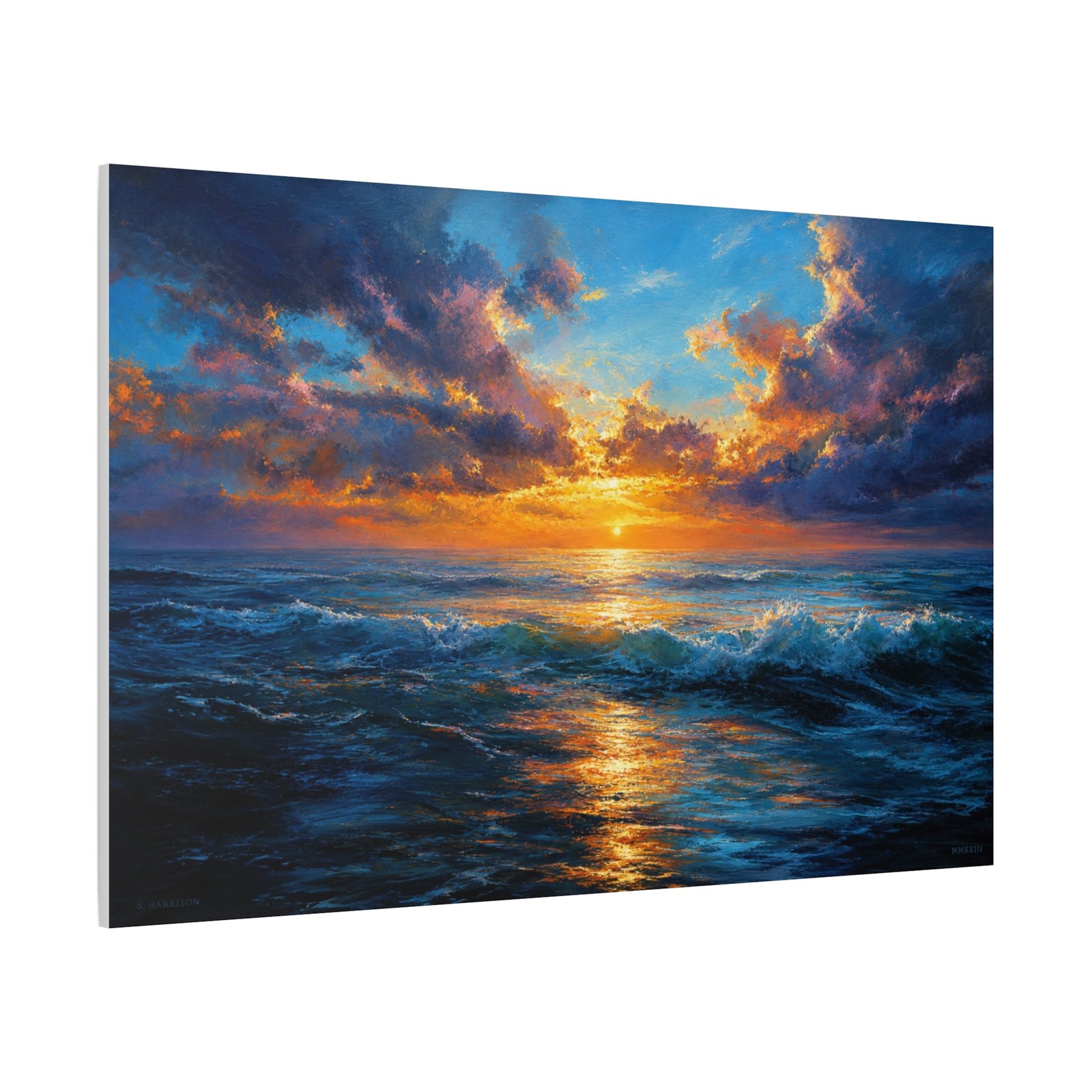 Ocean Sunset Canvas Print — Dramatic Seascape Matte Stretched Wall Art - Image 2