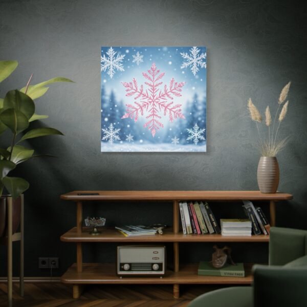 Pink Snowflake Wall Canvas — Winter Holiday Home Decor - Image 5