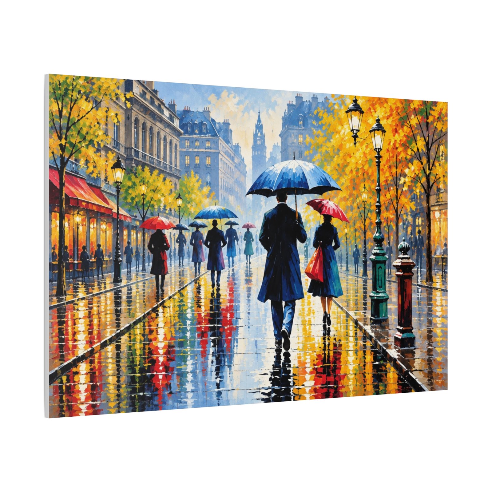 Rainy City Stroll Matte Canvas Wall Art — Stretched 1.25" - Image 2