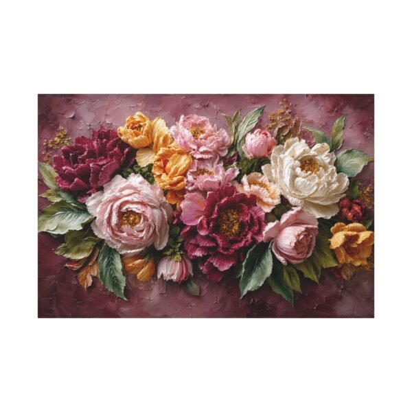 Floral Oil-Paint Peony Canvas Print — Stretched Matte Wall Art - Image 2