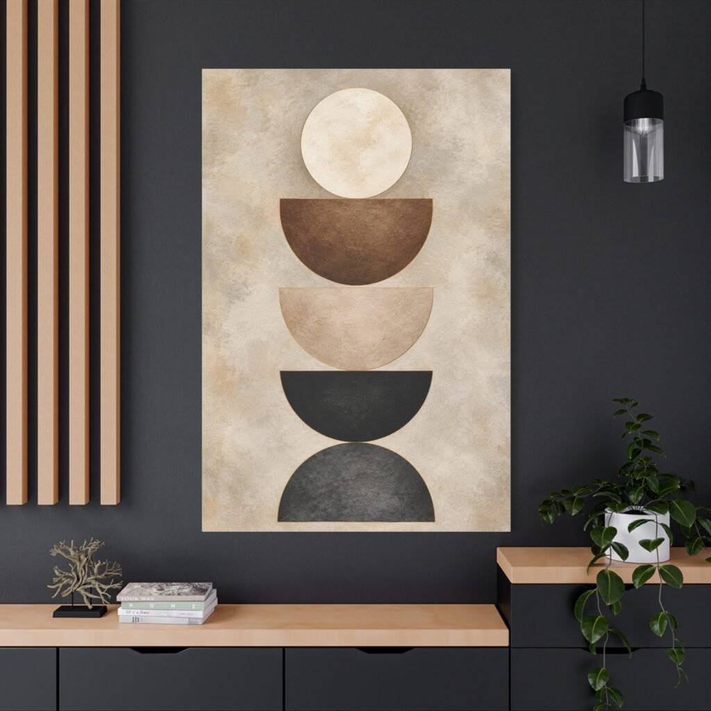 Abstract Stacked Semi-Circles Matte Canvas Wall Art — Neutral Boho Decor