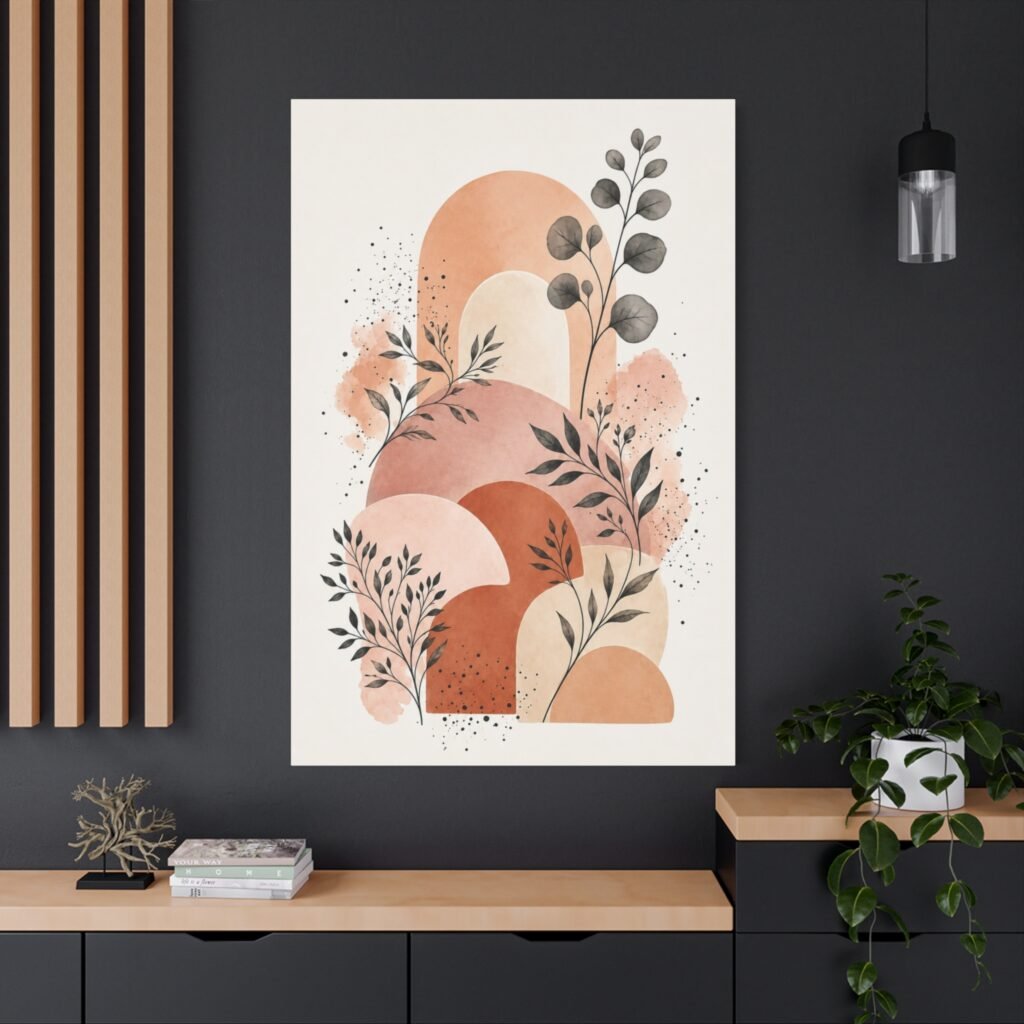 Abstract Terracotta Arch Botanical Canvas