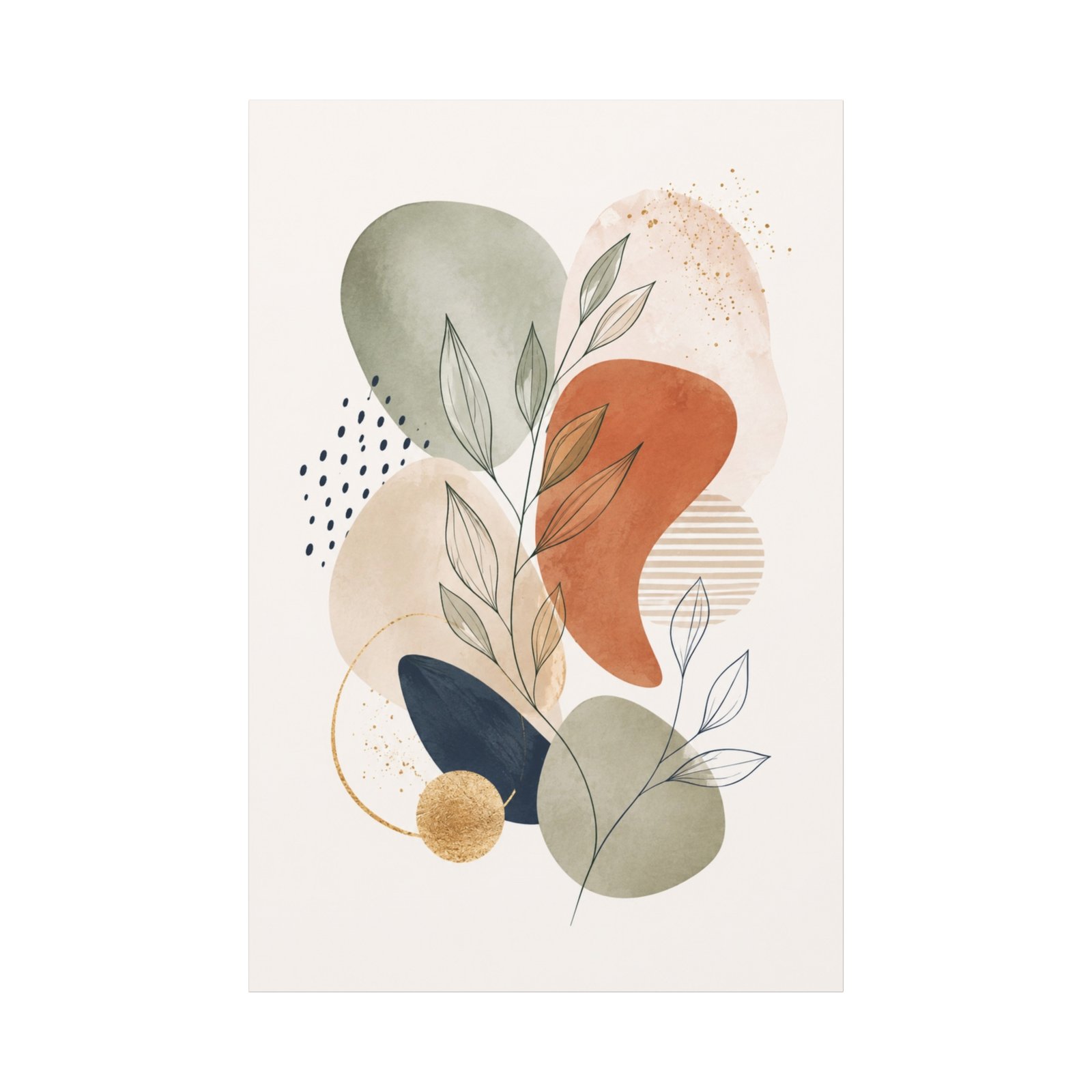 Abstract Botanical Canvas Wall Art – Earth Tones Matte Stretched Print - Image 2