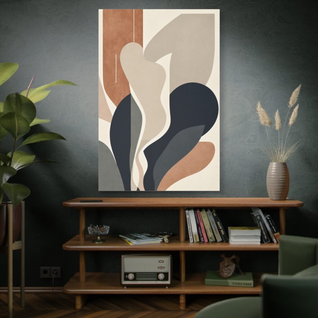 Abstract Neutral Shapes Matte Canvas Wall Art — Modern Minimalist Stretched Canvas