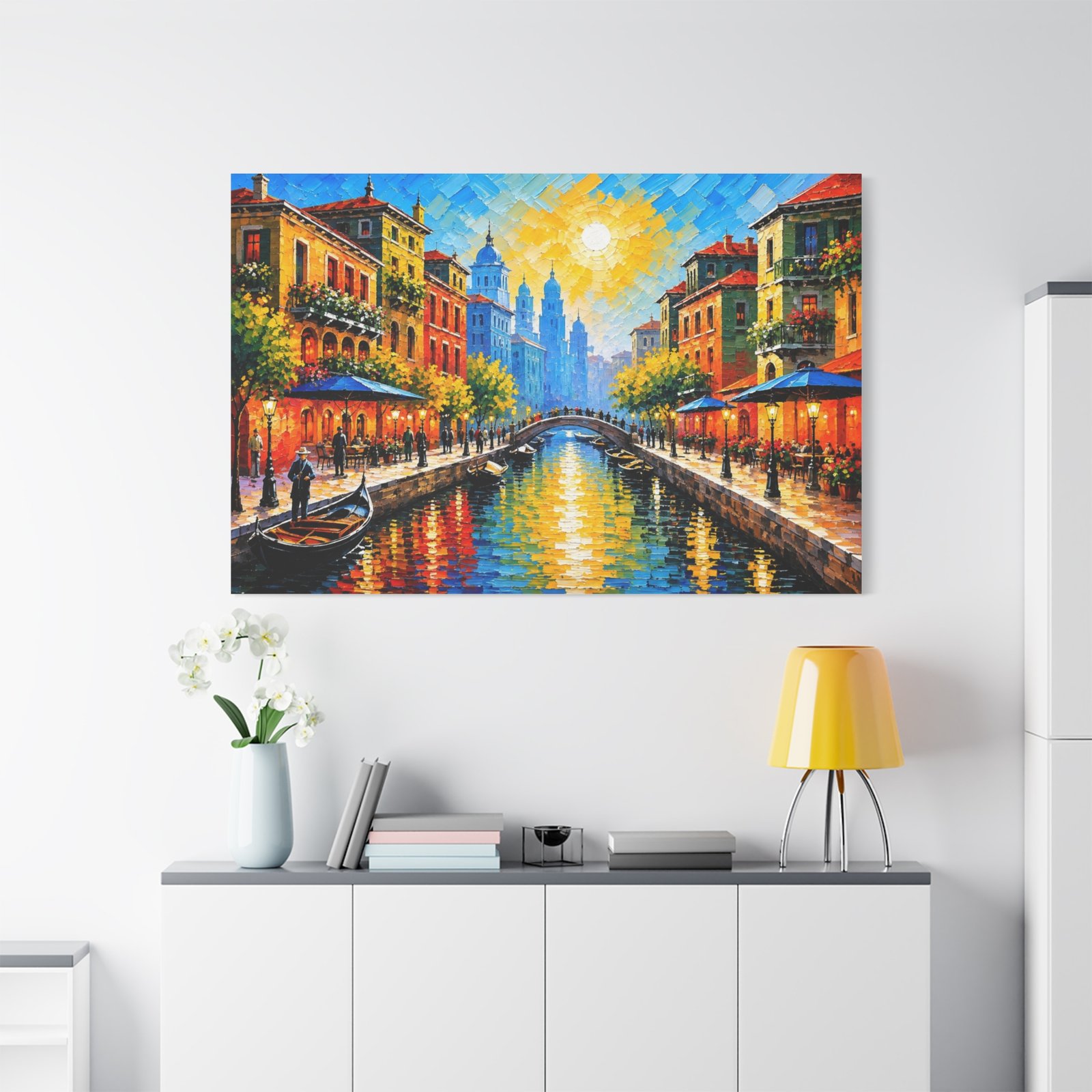 Sunlit Canal City Matte Canvas Wall Art — Stretched 1.25" - Image 3