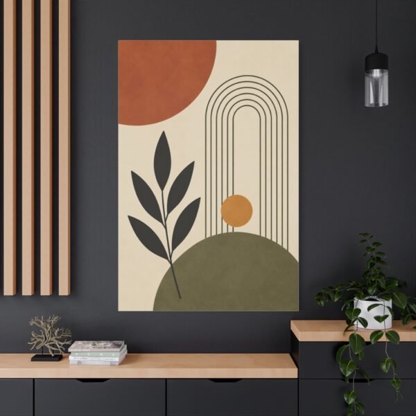 Abstract Earth Tone Canvas Wall Art - Modern Botanical Sunrise - Image 4