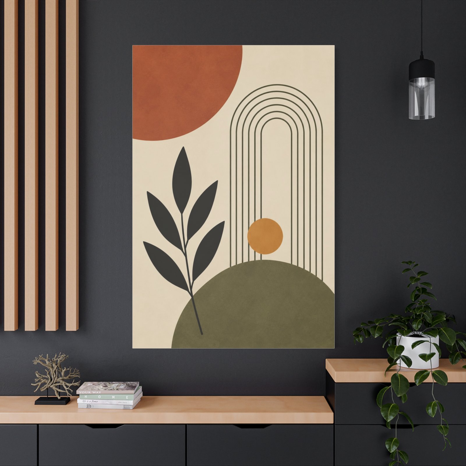 Abstract Earth Tone Canvas Wall Art - Modern Botanical Sunrise - Image 4